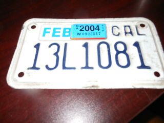 California 2004 motorcycle license plate 2