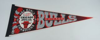 Vintage 90’s Nba World Champion Chicago Bulls 30 " Pennant Back To Back To Back