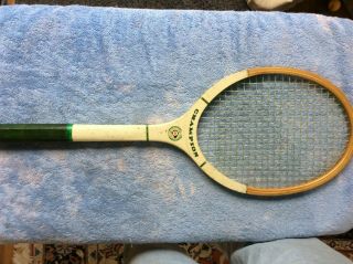 Vintage Wood Tennis Racquet Dunlop " Champion " 1950s Made In South Africa