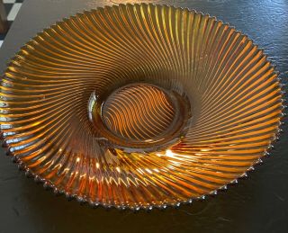 Vintage Amber Glass Serving Bowl Marked On Bottom " France 11 "