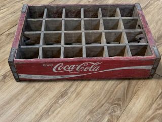Antique Coca Cola Wooden Crate W/ Red Painted Logo Chattanooga 1969