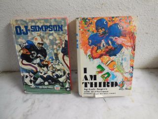 Vtg Football / Gale Sayers Leroy Neiman Art Cover I Am Third & O.  J Simpson Book