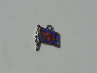 Vtg Bmco Enamel Sterling Silver Charm Pendant Flag Of United Kingdom Union Jack