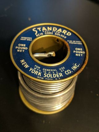 Vintage Standard Easy Flow Solder Acid Core York Solder Co.  1 Pound