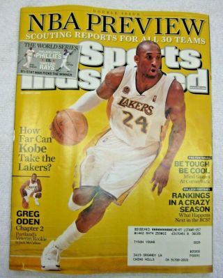 Sports Illustrated October 27 2008 Kobe Bryant Los Angeles Lakers