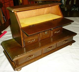 Vintage/antique Wooden Jewelry Box 8 Drawer Secretary Dresser Furniture