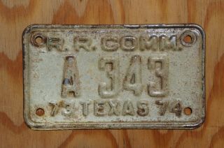 1973 1974 Texas Rr Comm License Plate Low A 343