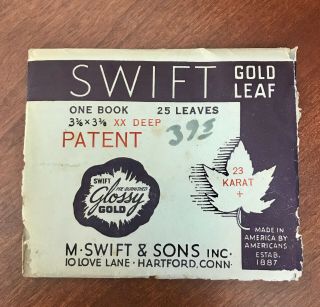 Swift Gold Leaf 23 Karat,  Xx Deep,  3 3/8 " X 3 3/8 ",  25 Leaves - Vintage