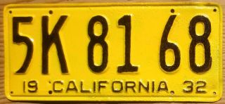 1932 California License Plate Number Tag - $2.  99 Start