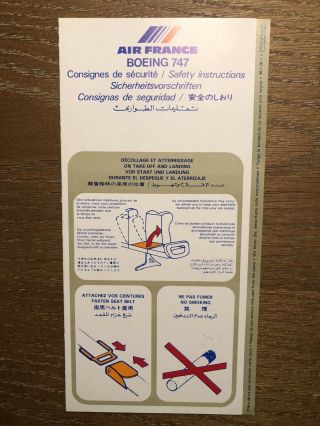 1986 Air France Boeing 747 Safety Card Airlines Airways