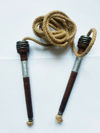 Vintage Antique Sport Boxing Training Equipment Jump Rope Jumping Wooden 200cm