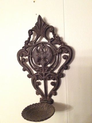 Two Antique Cast Iron Wrought Gothic Medieval Battle Axe Candle Wall Sconce 12”