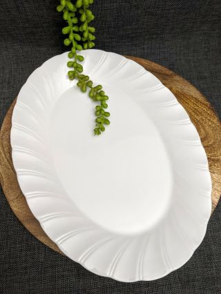 Vintage Sheffield Bone White Serving Platter Porcelain Fine China Swirl Japan