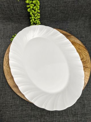 Vintage Sheffield Bone White Serving Platter Porcelain Fine China Swirl Japan 2