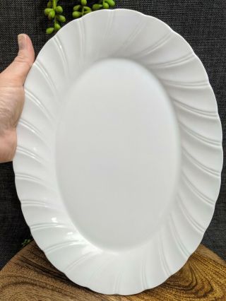 Vintage Sheffield Bone White Serving Platter Porcelain Fine China Swirl Japan 3