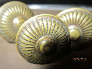 4 Vintage Bronze Round Drawer Pulls Knobs Handles 1 1/8 " W Screws