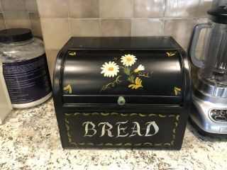 Vintage Antique Tole Tin Metal Pie Safe/ Bread Box Black