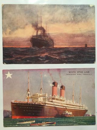 2 White Star Line Rms Adriatic Steam Ship Postcards