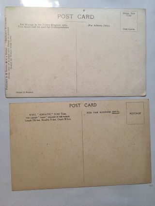 2 White Star Line RMS Adriatic Steam Ship Postcards 2