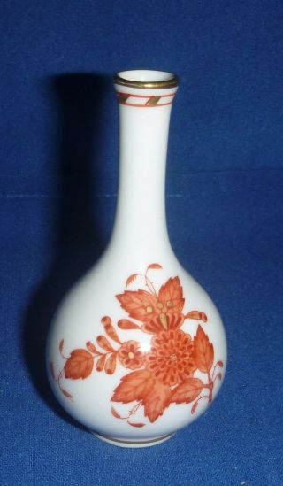 Vintage Herend Hungary Chinese Bouquet Rust Color 3.  25 " Mini Bud Vase Vgc