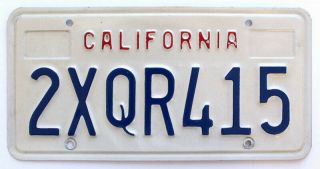 California 1990s License Plate,  2xqr415,  Hollywood,  Beverly Hills,  Movie Stars