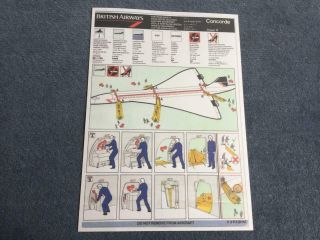 British Airways Concorde Safety Card Issue 8 F393 Laminated Photocopy