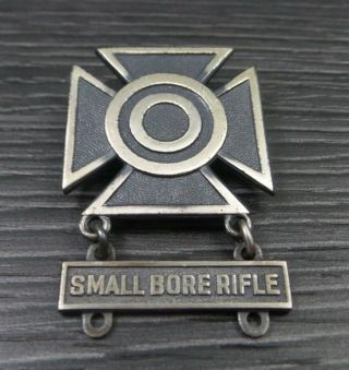 Vintage Sterling Silver Small Bore Rifle Us Army Cross Award Medal Pin