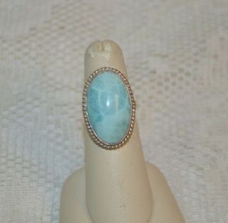 Vintage Handmade Sterling Silver And Blue Gemstone Cabochon Ring Size 6.  25