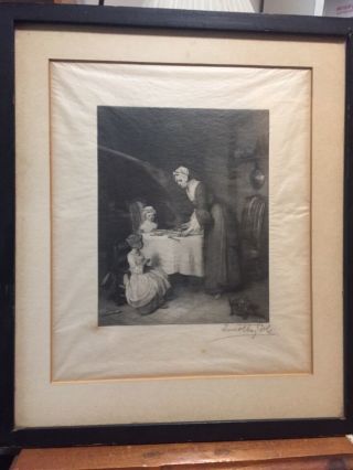 Antique Timothy Cole Hand Signed Wood Cut Print Engraving 1929 Framed