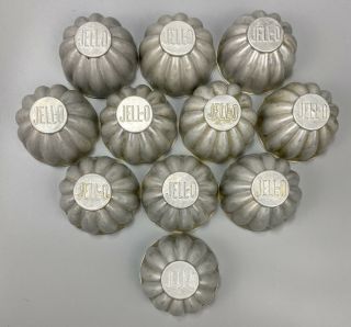 Vtg Set Of 11 Aluminum Jello Molds - Baking Tins Pans 3 1/8 "