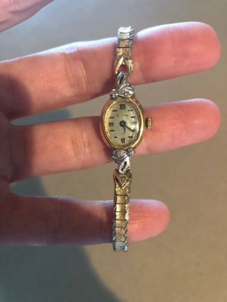 Vintage Ladies 10k Rolled Gold Plate Bulova M3 Wrist Watch 4 Diamonds