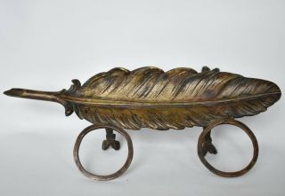 Antique 19th C,  Figural Quill Shape Bronze Inkwell French German Austrian