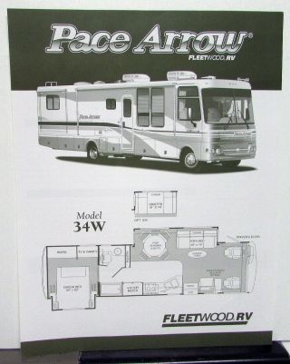 2003 Fleetwood Rv Pace Arrow Motor Home Model 34w Rv Dealer Data Sheet Features