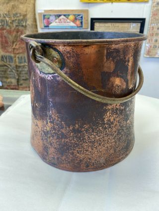 Vtg Antique Copper Pot - Cauldron - Bucket - Patina