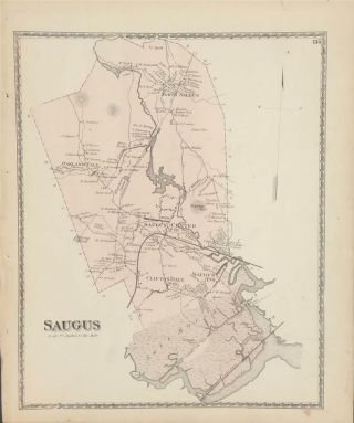 Antique Map Saugus,  Ma - Dg Beers Atlas Of Essex Co 1872