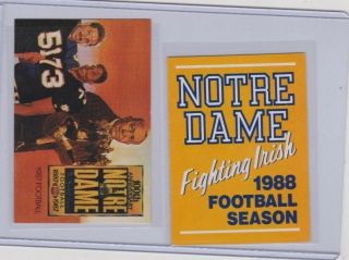 Vintage Pocket Schedule College Football - Notre Dame Fighting Irish 1988 1987