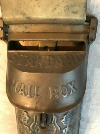 Vintage Cast Iron Standard Mail Box Lockable Top Letter Slot w/Peep Hole 3