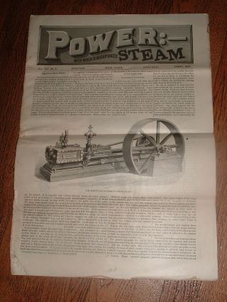 Antique Publication Complete Issue Power & Steam Newspaper 1887 Engines,  Ads