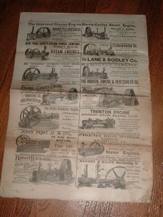 Antique Publication Complete Issue Power & Steam Newspaper 1887 Engines,  Ads 2
