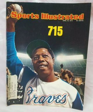 Vintage 1974 Sports Illustrated Hank Aaron 715 Home Run Record Ex,