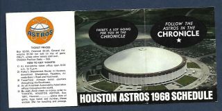 1968 Houston Astros Baseball Pocket Schedule (the Chronicle Newspaper