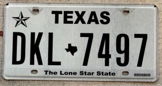 So Called " Classic " Black On White Texas License Plate In Decent Shape