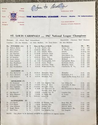 Rare 1968 St.  Louis Cardinals National League Issued Team Media Guide