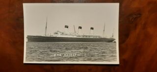 White Star Line Majestic Laid Up Before Rn Conversion 1936 Postcard