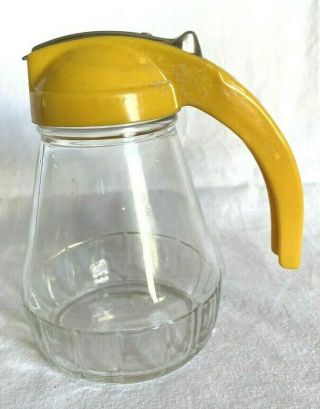 Vintage Glass Maple Syrup / Honey Pourer With Plastic Lid