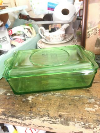 Antique Depression Glass Refrigerator Vegetable Refresher Covered Dish Heavy