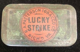 Vintage R.  A Patterson Tobacco Co.  “lucky Strike” Tin Advertising Box Richmond,  Va