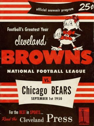 Great Photo Of The 1950 Program Cover Photo Browns Vs Bears 8 X10