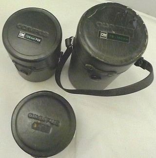 3 Different Olympus Om Vintage Lens Cases - - No Lenses Bb