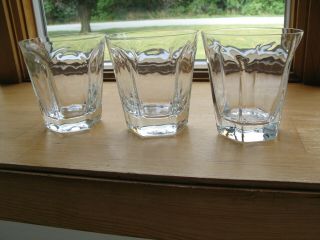 Three Vintage Lenox Antique Clear Double Old Fashioned Crystal Glasses Lovely Ex